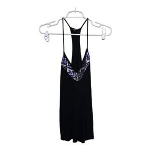Express Womens Black Sequin Racerback Mini Dress Small Party Club